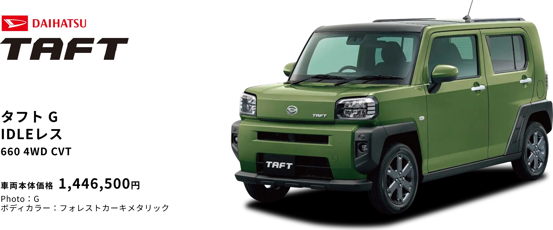 タフトG IDLEレス 660 4WD CVT 車両本体価格 1,446,500円