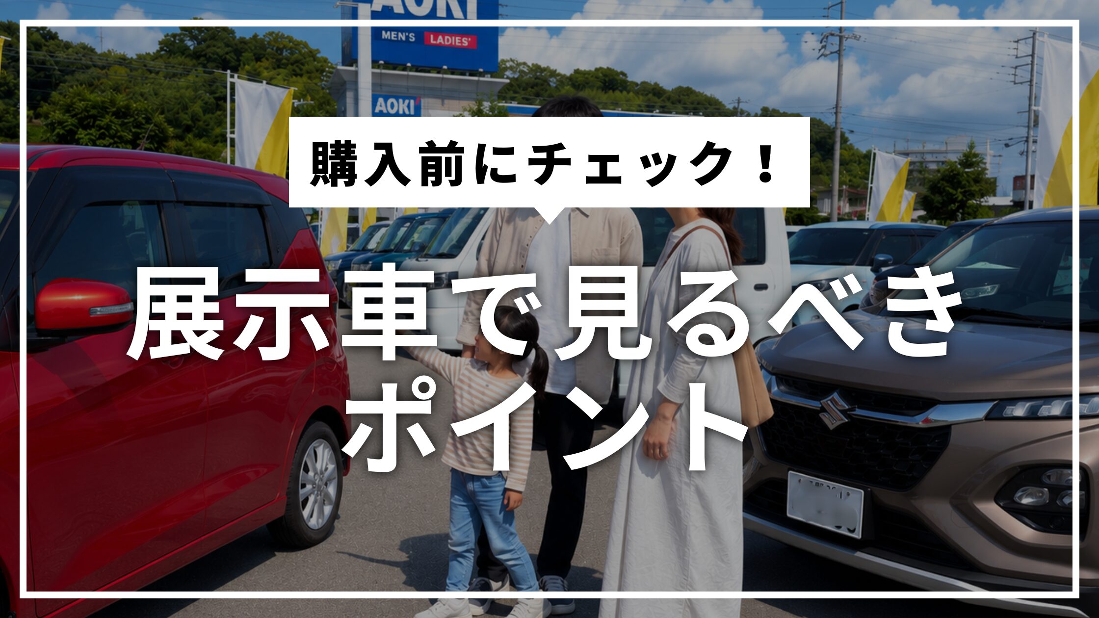 自動車販売店で展示車を見ている